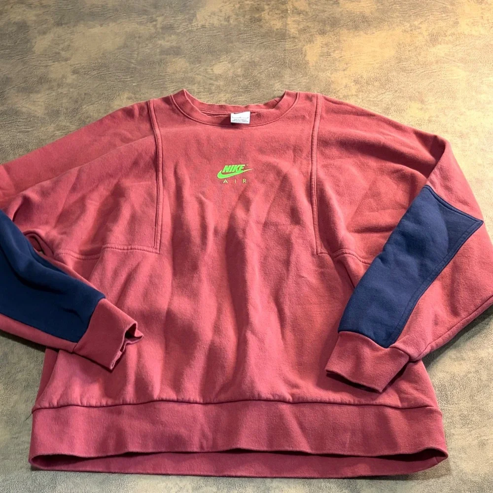 Nike Air Sweatshirt Mens Large Burgundy Neon Green Get Over Your Fear Of Heights